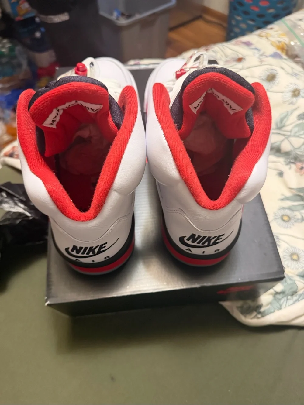 Air Jordan 5’s White & Red Basketball Shoes